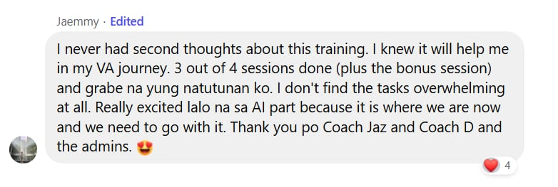 Original feedback screenshot from Jaemmy