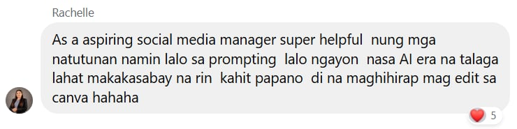 Original feedback screenshot from Rachelle