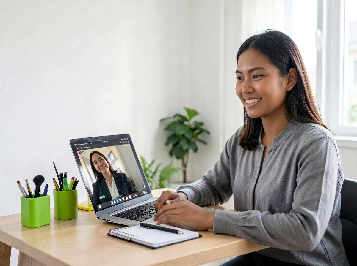 A Filipino virtual assistant learning in a live online session